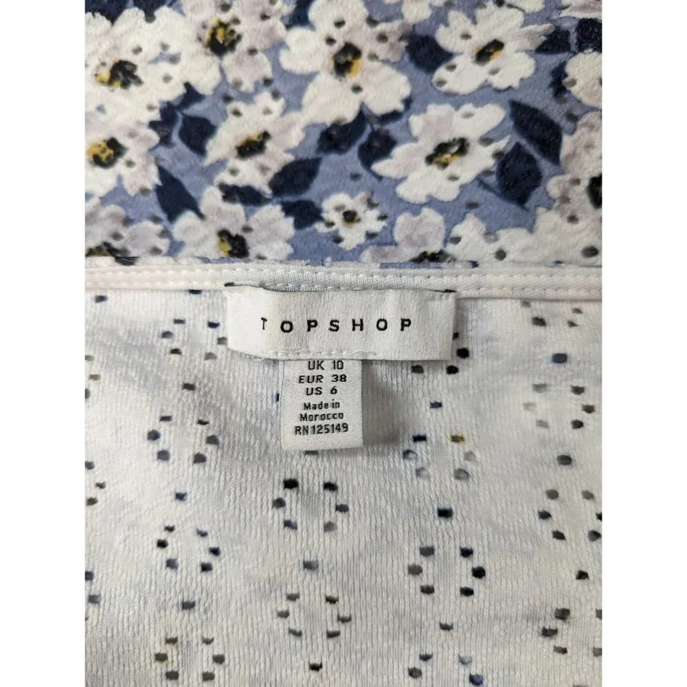 Topshop Floral Ruched Eyelet Crop Top 6